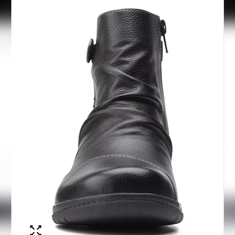 Clarks Collection Women's Cheyn Zoe Black Leather Ankle Boots Size 8W Comfort - Picture 3 of 12